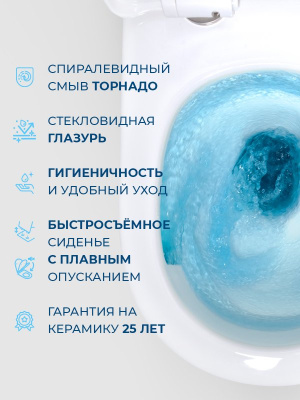 Унитаз подвесной безободковый Marino-TOR BB7026CH-TOR/SC Торнадо с сиденьем-микролифт Belbagno фото в интернет-магазине Русалия