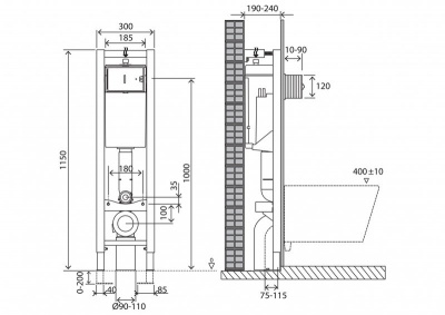 Инсталляция узкая 30 см для подвесного унитаза BB003-30 Belbagno фото в интернет-магазине Русалия