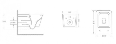 Унитаз подвесной CeramaLux 5170 -18 черно-глянцевый фото в интернет-магазине Русалия