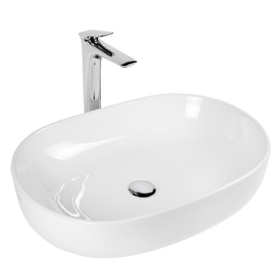 BOND S59-600 Раковина накладная овальная 60*40*15см белая фото в интернет-магазине Русалия