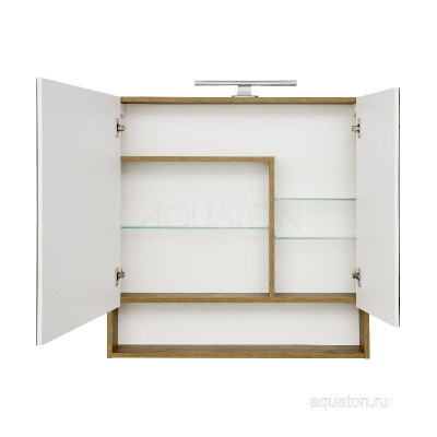 Зеркальный шкаф AQUATON Сканди 90 белый, дуб рустикальный 1A252302SDZ90 фото в интернет-магазине Русалия