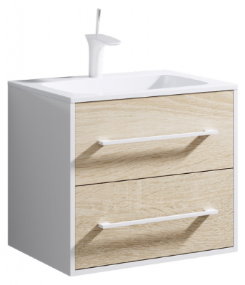 Подвесная тумба 60 Miami дуб сонома Mai.01.06 + умывальник Malaga 600 Mal.06.04.D Aqwella фото в интернет-магазине Русалия