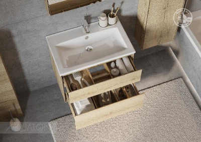 Тумба под раковину AQUATON Либерти 75 2 ящика, дуб эльвезия 1A279501LYC70 фото в интернет-магазине Русалия