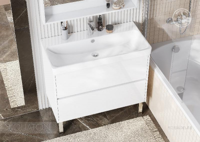 Тумба под раковину AQUATON Сканди 90 белый матовый, белый глянец 1A251901SD010 фото в интернет-магазине Русалия