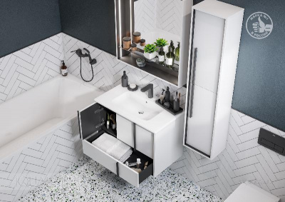 Зеркальный шкаф AQUATON Ривьера 80 белый матовый 1A239102RVX20 фото в интернет-магазине Русалия