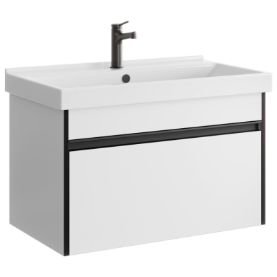 Подвесная тумба 80  Urban белый URB0108W + умывальник Фест 800 FST80SLWB01 Aqwella фото в интернет-магазине Русалия