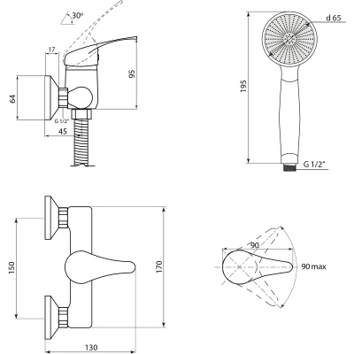 Смеситель Славен  для душа Прораб  П (СЛ-ОД-П40) фото в интернет-магазине Русалия