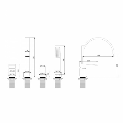 Смеситель ABBER Wasserfall AF8613 на борт ванны, хром фото в интернет-магазине Русалия