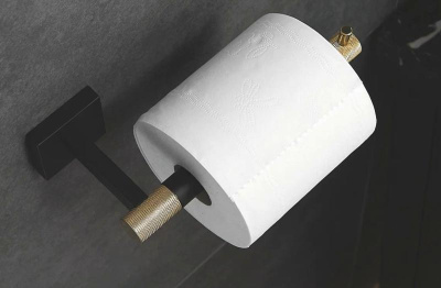 Держатель для туалетной бумаги Rose RG3005H, золото/черный фото в интернет-магазине Русалия