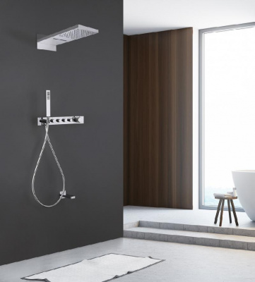 Душевая система ABBER Rund AF8753 скрытого монтажа с изливом, термостат, хром фото в интернет-магазине Русалия