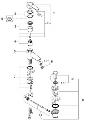 Смеситель для раковины Eurostyle Cosmopolitan 33552002 Grohe фото в интернет-магазине Русалия