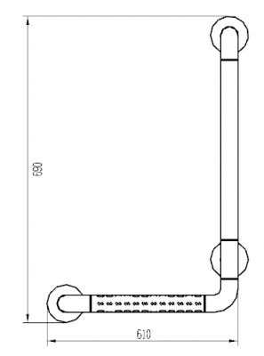 Поручень настенный угловой 90° опорный 2W003 Dikalan фото в интернет-магазине Русалия