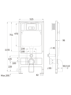 BAMBERG 525 BL Инсталляция для унитаза. Черная кнопка WeltWasser фото в интернет-магазине Русалия