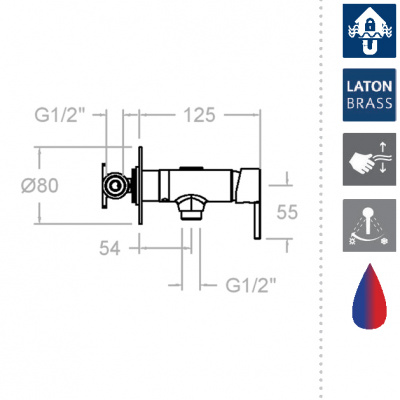 Встраиваемый гигиенический душ с магнитным клапаном DRAKO 336801S Ramon Soler фото в интернет-магазине Русалия