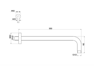 Держатель верхнего душа настенный 350 мм AQUATEK, матовый черный AQ2174MB фото в интернет-магазине Русалия
