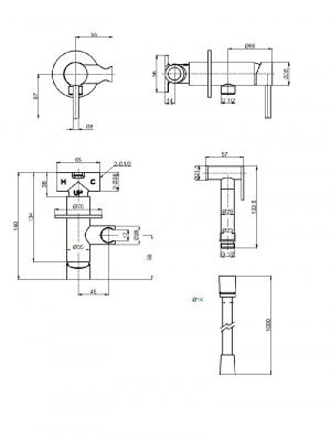 AQM6217GM Siena Готовый комплект гигиенического душа (скрытый монтаж, латунная лейка), Gun metal фото в интернет-магазине Русалия