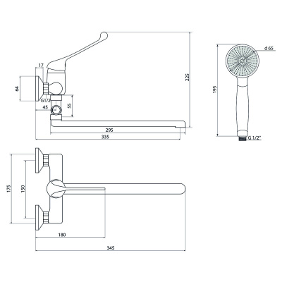 Смеситель Славен для ванны локтевой Хирург Х (СЛ-ОД-Х31) фото в интернет-магазине Русалия