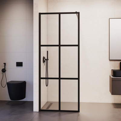 Душевая перегородка RGW WA-111B 900, стекло с рисунком (шелкография), профиль черный фото в интернет-магазине Русалия