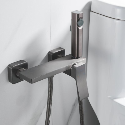 Гигиенический душ со смесителем Shevanik S6105T-1, оружейная сталь фото в интернет-магазине Русалия