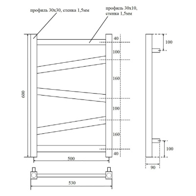Полотенцесушитель электрический Point Феникс PN15156WE П5 500x600 левый/правый, белый фото в интернет-магазине Русалия