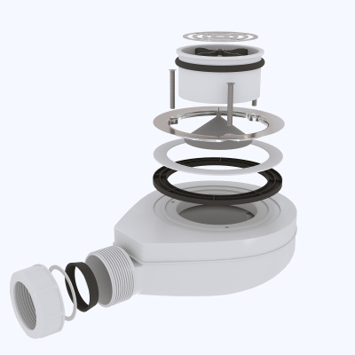 Сифон для душевых поддонов RGW S-016-1 90 мм белый, волна фото в интернет-магазине Русалия