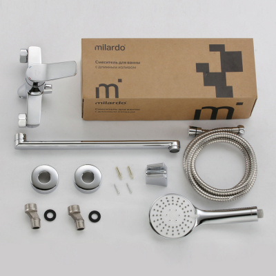 Смеситель для ванны с длинным изливом, глянцевый хром, Enjoy, Milardo, (ENJSB00M10) фото в интернет-магазине Русалия