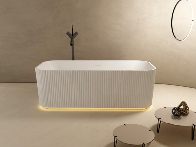 Ванна из искусственного камня ABBER Stein AS9663 белая матовая 170х75х55 см фото в интернет-магазине Русалия