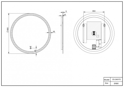 Зеркало ESBANO ES-2481 FD 68x68 ESBANO фото в интернет-магазине Русалия