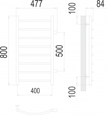 Водяной полотенцесушитель Классик П8 400х800 бп500 4670078530233 Terminus фото в интернет-магазине Русалия