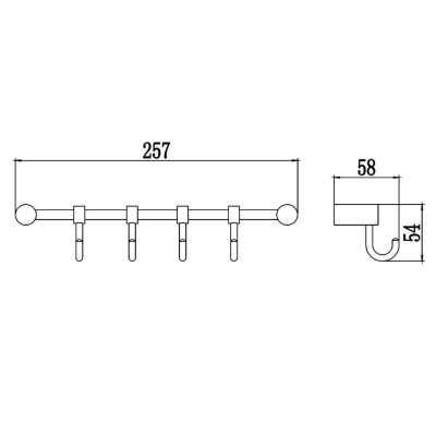 Планка с крючками Savol S-006204, хром фото в интернет-магазине Русалия