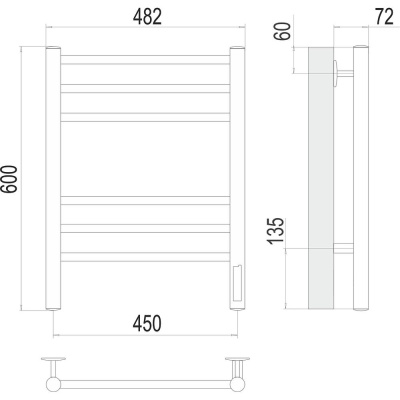 Полотенцесушитель электрический Terminus Аврора П6 450х60 КС, черный муар 4670078542946 фото в интернет-магазине Русалия