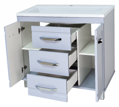 Тумба Терра 90 (серая) с раковиной Эстет Рава 90 Misty фото в интернет-магазине Русалия