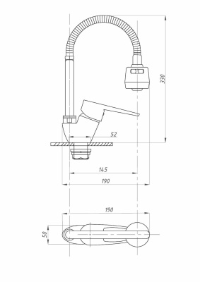 Смеситель для кухни FAUZT гибкий излив тип См-МОЦБА (FZs-811-126) фото в интернет-магазине Русалия