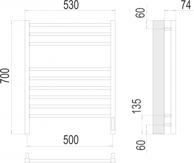 Электрический полотенцесушитель Сицилия П9 500х700  4670078526311 Terminus фото в интернет-магазине Русалия