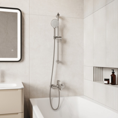 Смеситель для ванны, хром матовый, Aiger, IDDIS (AIGBC00i02WA) фото в интернет-магазине Русалия