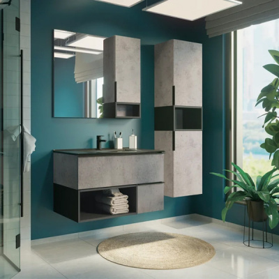 COMFORTY. Шкаф-колонна  "Франкфурт-40" бетон светлый фото в интернет-магазине Русалия