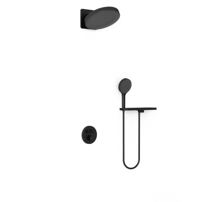 Душевой комплект Inspire VSFW-3I22MT3RMB встраиваемый, термостатический, двухрежимный, черный Vincea фото в интернет-магазине Русалия