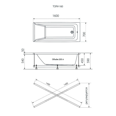 Ванна Тори 160 Щ0000042931 Тритон фото в интернет-магазине Русалия