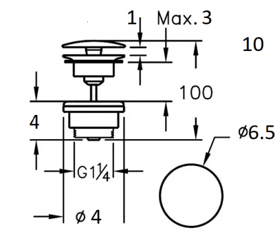 Донный клапан для раковины универсальный RD036 хром Ceramalux фото в интернет-магазине Русалия