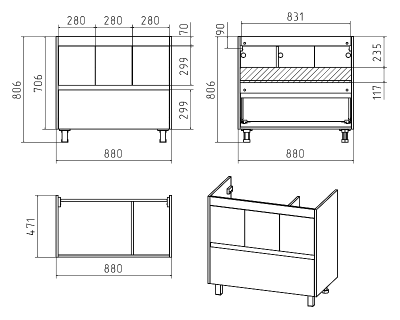 Тумба Алиса 90 с раковиной Misty Алиса 90 Misty фото в интернет-магазине Русалия