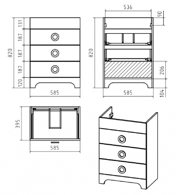 Тумба Лейла 60 с раковиной Misty EVVA 60 Misty фото в интернет-магазине Русалия