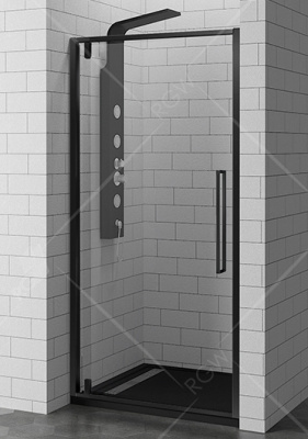 Распашная дверь для душа 80 SV-02B черная серия RGW фото в интернет-магазине Русалия