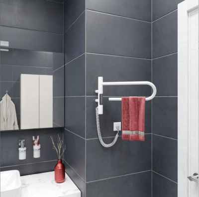 Полотенцесушитель электрический Vincea VTD-1P1WE 39x25, белый, таймер фото в интернет-магазине Русалия