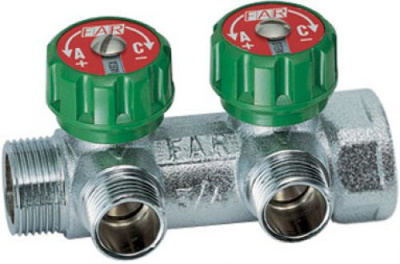 Регулирующий коллектор ВР-НР 3/4 с 2 отводами 1/2 FK 3821 3412 FAR фото в интернет-магазине Русалия