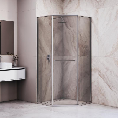 Душевой уголок RGW SV-82 "L" 1000x1000, профиль хром, стекло тонированное фото в интернет-магазине Русалия
