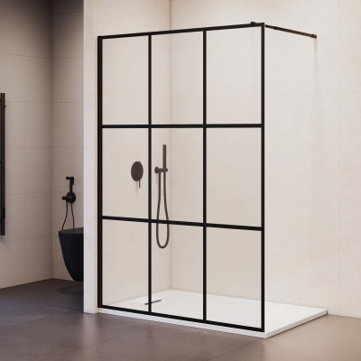 Душевая перегородка RGW WA-111B 1200, стекло с рисунком (шелкография), профиль черный фото в интернет-магазине Русалия