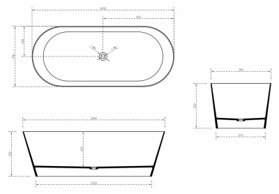 Ванна из искусственного камня ABBER Stein AS9622 белая матовая 165х70х52 см фото в интернет-магазине Русалия