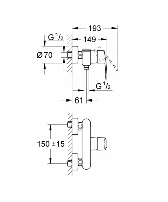 Смеситель для душа Eurostyle Cosmopolitan 33590002 Grohe фото в интернет-магазине Русалия