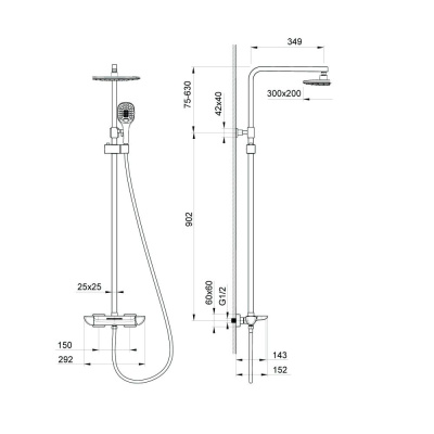 Душевая система Timo Helmi (SX-1170/03) черный фото в интернет-магазине Русалия
