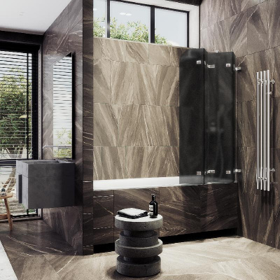 Шторка для ванны складная 4 секции 1400*980 Стекло 6 мм Графит матовый MGV-589-4 MaybahGlass фото в интернет-магазине Русалия